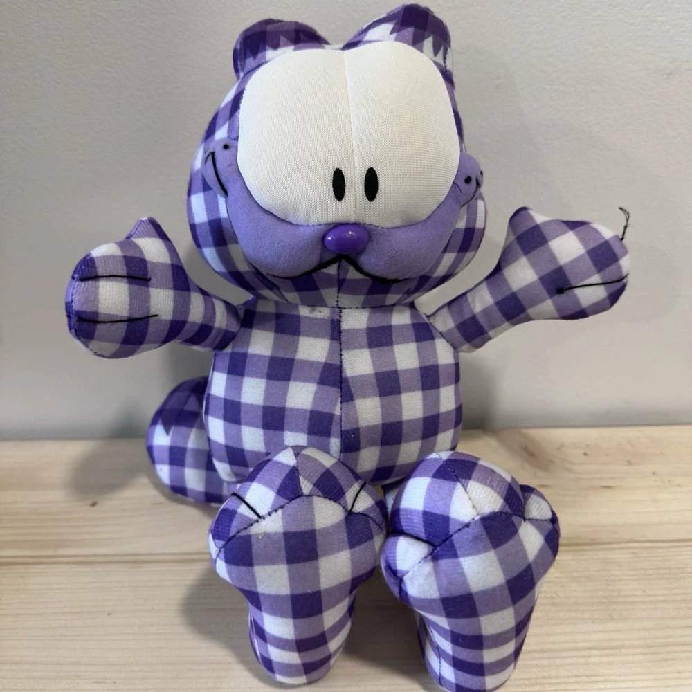 Garfield Purple Gingham Plush Toy Factory‎ Checkered Cat Plush 2021